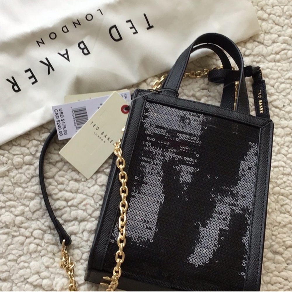 🔥NWT Ted Baker Black Sequin Crossbody Bag